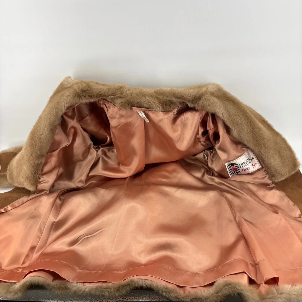 Vintage London Leathers by Lilli Ann Suede & Faux Fur Belted Jacket - Size Small - Picture 6 of 8